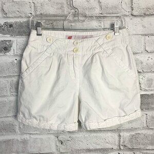 Dickies Vintage Pleated Mid Rise White Eyelet Trim Shorts